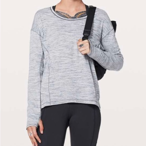 Lululemon Sweat Embrace Long Sleeve - Space Dye Camo Seal Grey Deep Coal - Picture 1 of 12